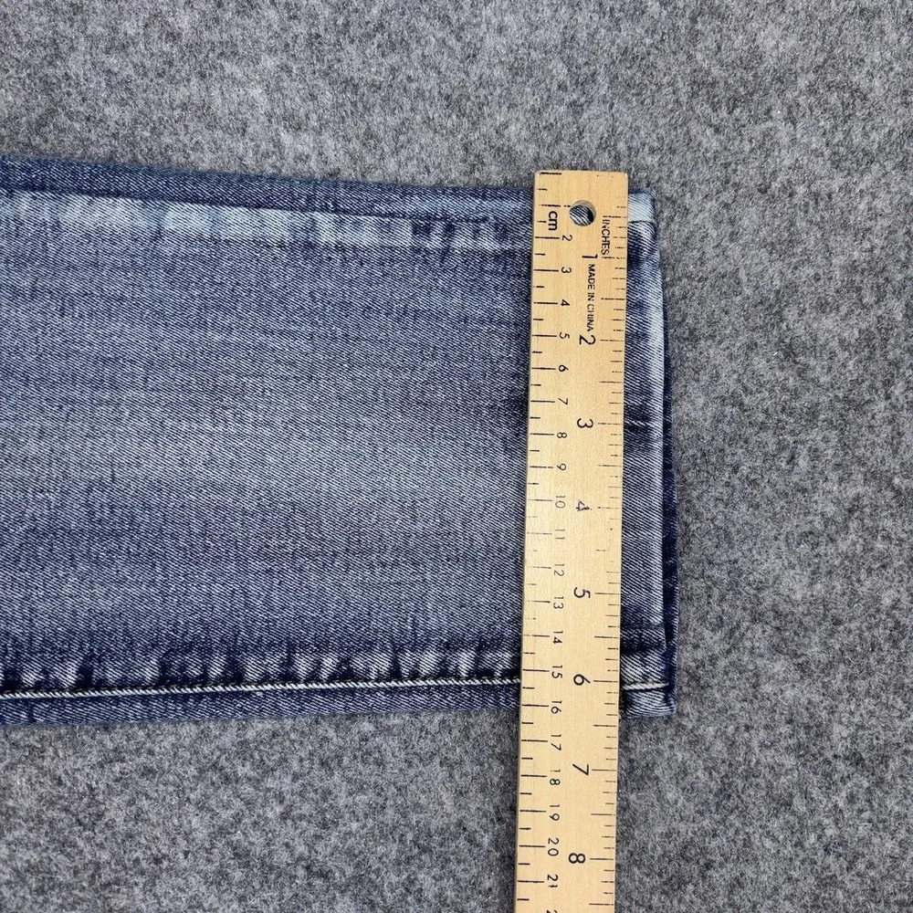 Modern Culture Moto Biker Jeans Mens 34x32 (Fits 32x32) Slim Tapered Ribbed Blue